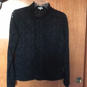 Lace black  long sleeve blouse size M